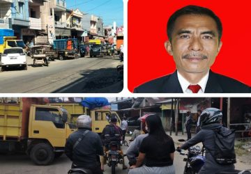 Truk Expedisi Bongkar Muat di Sembarangan Tempat, Diduga Dishub Kota Gunungsitoli Tutup Mata