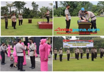 Upacara Serah Terima Jabatan , Dan Acara Kenal Pamit Waka Polres, kabag Ops dan Kabag Sdm Polres Kuansing Di Pimpin Kapolres Kuansing