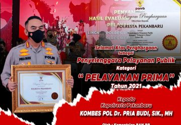 Berikan Pelayanan Publik Prima, Polresta Pekanbaru Raih Penghargaan