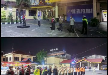 Binmas Polresta Pekanbaru Pimpin Apel Gabungan Operasi Yustisi Dalam Penerapan Protokol Kesehatan