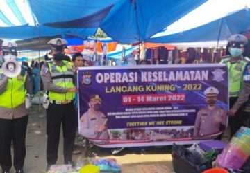 Jajaran Polres Kampar Sosialisasi Operasi Lancang Kuning Dan Bagikan Masker