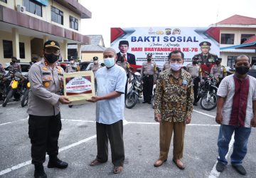 Semarak HUT Bhayangkara Ke-76 Polresta Pekanbaru Bagikan 650 Paket Bansos