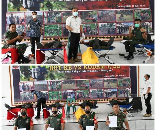 Sambut HUT Ke-72 Kodam I/BB TA 2022, Kodim 0213/Nias Gelar Bakti Sosial Donor Darah