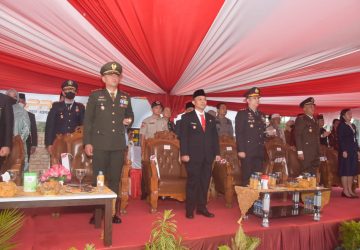 Bupati Bengkalis Kasmarni, Diwakili Wakil Bupati H Bagus Santoso, Mengikuti Upacara Peringatan Hari Bhayangkara ke-76