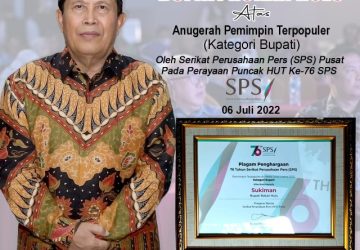 Puncak HUT SPS Ke 76, Bupati H. Sukiman Raih Penghargaan Pemimpin Terpopuler di Media Arus Utama