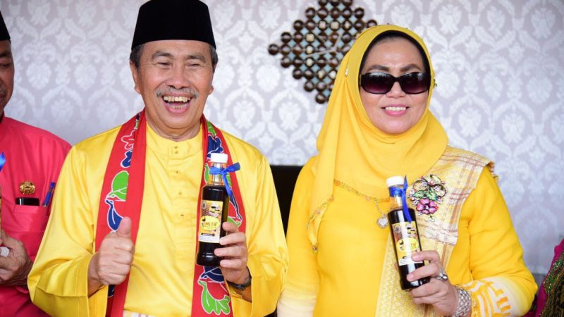 Bupati Bengkalis Kasmarni  dan Wakil Bupati Bagus Santoso Sambut Kunjungan Gubernur Riau di Stand Bazar MTQ