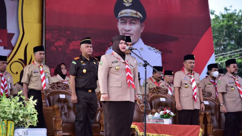 Bupati Bengkalis Kasmarni Pimpin Upacara Hari Pramuka ke-61 Tahun 2022