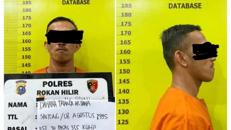 Kejar Bawa Parang dan Pukul Korbannya, Warga Sintong Diamankan Satreskrim Polres Rohil