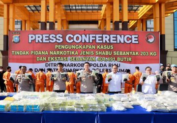 Sejarah Baru Polda Riau Ungkap Kasus Narkoba, Amankan 203 KG Jenis Shabu dan 404.491 Butir Ekstasi