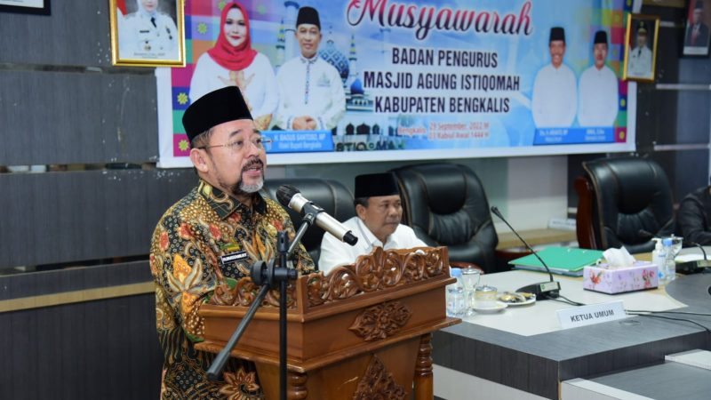 Sekda Resmi Buka Musyawarah Badan Pengurus Masjid Agung Istiqomah Bengkalis