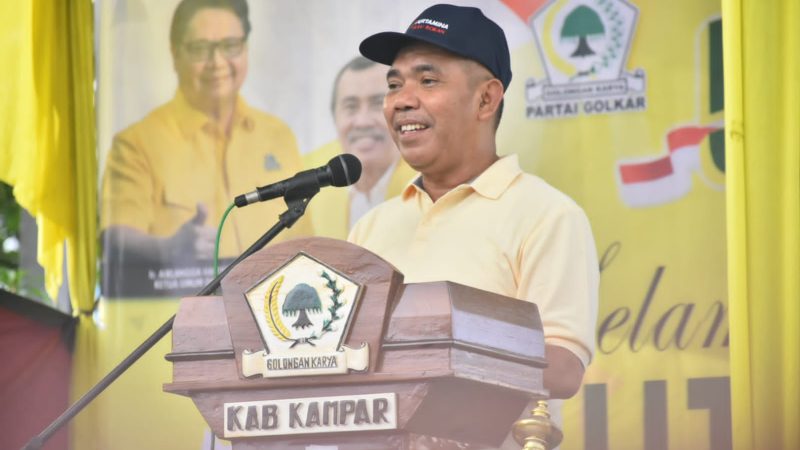 Serentak Diadakan di 400 Titik di Indonesia, Pj Bupati Kampar Lepas Gerak Jalan Santai HUT Golkar ke-58