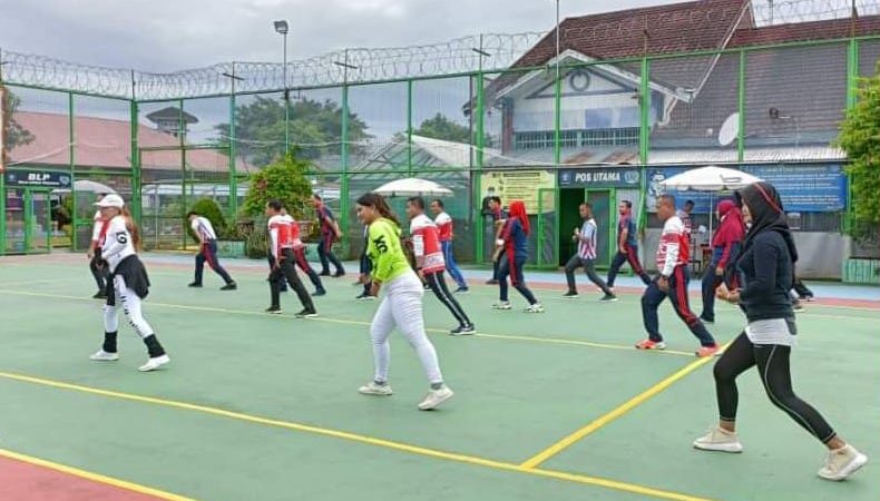 Semarakan G20 Lapas Kelas IIB Muara Enim Melaksanakan Olahraga Bersama