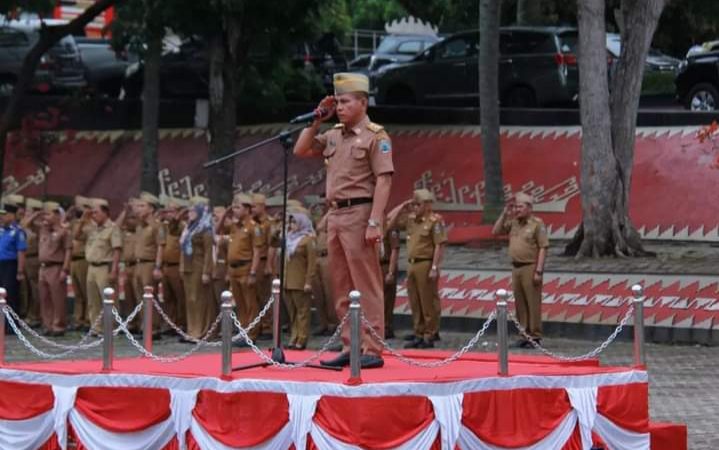 Sampaikan Amanat Bupati Lamsel Dalam Apel Mingguan, Muhadi Himbau Waspadai Cuaca Ekstrim