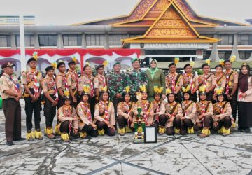 Saka Wira Kartika Kodim/0303 Bengkalis Raih Juara 1 Lomba Gerak Jalan Tingkat Provinsi