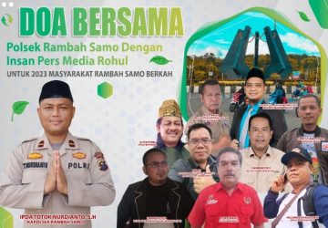Di Malam Pergantian Tahun Polsek Rambah Samo Adakan Doa Bersama dengan Organisasi Media Rohul