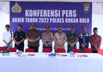 Polres Rohul Press Release Tahun 2022, Kasus Curat 200 Kasus, Narkoba 142 Kasus dan Gar Lantas Tilang 4. 854 Serta Teguran 9.558