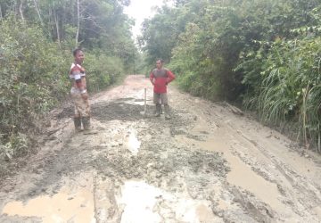 Pemdes Desa Pinggap Rudi Hartono Dan Seluruh Perangkatnya Gotong Royong Perbaiki Jalan Rusak Parah