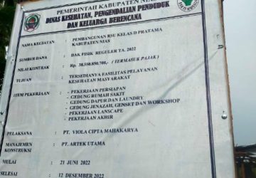 Diduga Sarat Korupsi Proyek RSU Kelas D Pratama Kabupaten Nias
