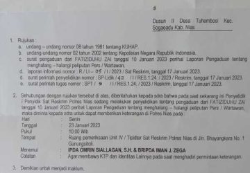 Larang LSM dan Wartawan Saat Meliput, Akhirnya Polres Nias Meminta Keterangan Pelapor