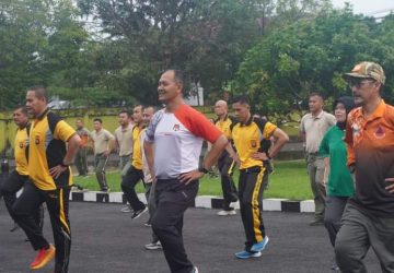 Pupuk Kebersamaan, TNI Polri dan Pemkab Muba Senam Bareng