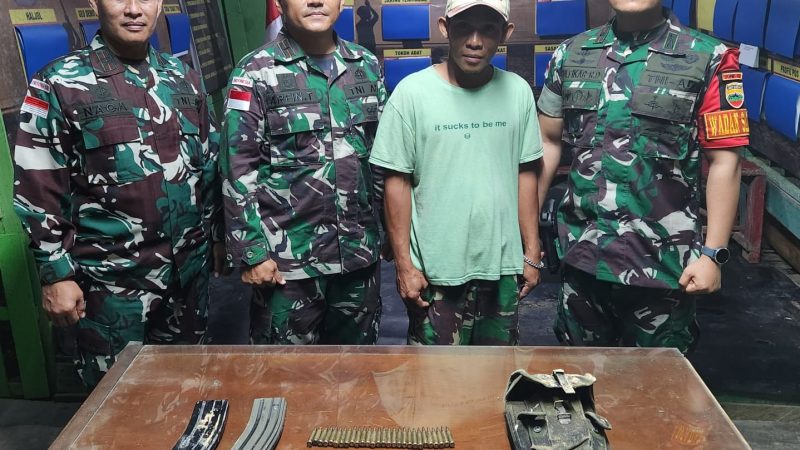 Satgas Pamtas Yonif 132/BS Berhasil Gerakan Nurani Masyarakat Papua Serahkan Munisi Tajam