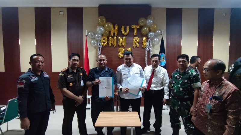 HUT BNN RI, Kalapas Muara Enim Herdianto Penandatanagan Perpanjangan Perjanjian Kerjasama BNNK Muara Enim