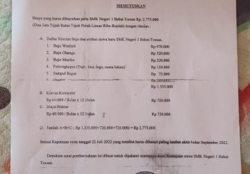 SMK N 1 Babat Toman Diduga Mark Up Uang Seragam Sekolah