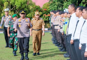 Gelar apel Pasukan, Pj Bupati Kampar Sinegrtias Pemda dan Polri Siap Amankan Arus Mudik