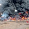 Gudang BBM Ilegal Di Simpang Tanjung Kecamatan Belimbing Terbakar