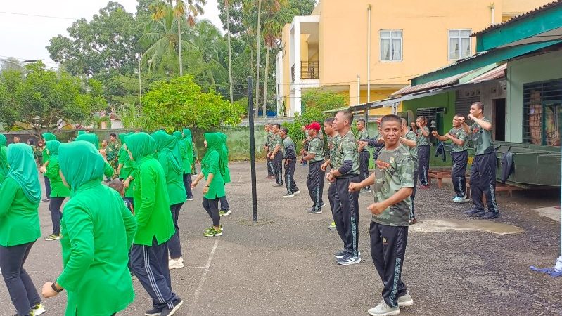 Senam Jantung Sehat Bersama Dandim 0404/Muara Enim dan Koramil 404/07/ME