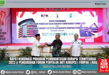 Dengan Nilai Tertinggi di Riau, Bupati Sukiman 2 Kali Berturut Terima Penghargaan Indeks SPI dari KPK RI
