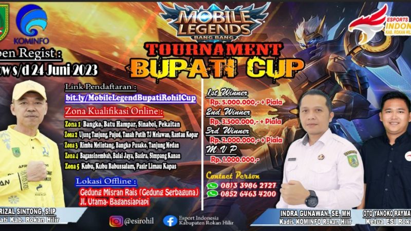 Buruan Daftar, Turnamen Mobile Legend Bupati Rohil Cup 2023 Segera Digelar