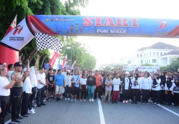 Jalan Santai Sempena HUT ke-77 Bhayangkara Polres Bengkalis, Berlangsung Meriah dan Heboh