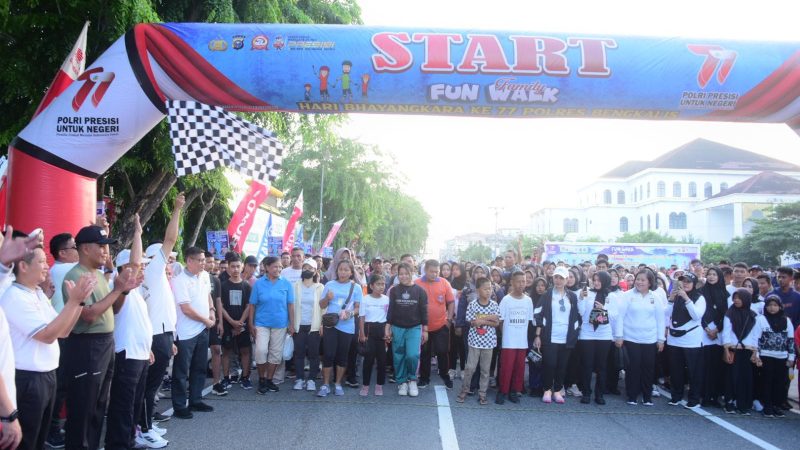 Jalan Santai Sempena HUT ke-77 Bhayangkara Polres Bengkalis, Berlangsung Meriah dan Heboh