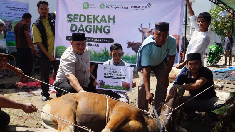 Sambut Hari Raya Idul Adha, UPZDK Permata Bank Syariah Salurkan Sedekah Daging Bersama IZI Riau