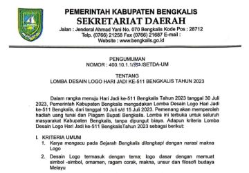 Sambut Hari Jadi Ke-511, Pemkab Bengkalis Taja Lomba Desain Logo