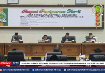 Rapat Paripurna Ke-8, Agendakan Tanggapan Bupati Terhadap Pandangan Umum Fraksi DPRD Kab. Inhil