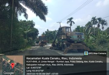 Pekerjaan Jalan  Rengat – Kuala Cinaku Batas Inhil Tahun Anggaran 2023 Diduga Alat Berat Tidak Layak Beroperasi