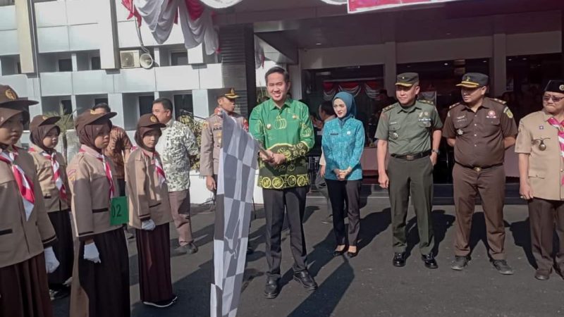 HUT Gerakan Pramuka Ke 62 Tahun Pemkab Muara Enim Gelar Gerakan Jalan Pramuka