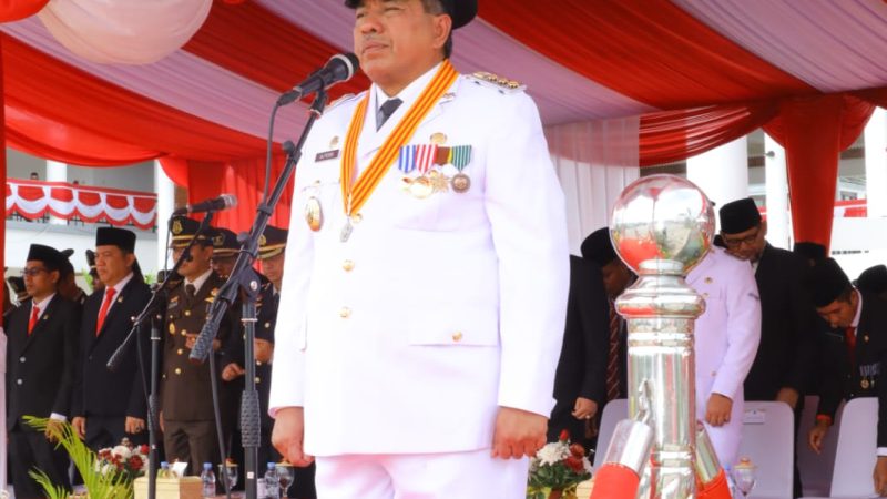 Peringati HUT-RI ke78 Bupati Siak Alfedri sebagai Inspektur Upacara