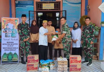 Batalyon Infantri 141/AYJP Berbagi Sembako ke Panti Asuhan Assa’adah