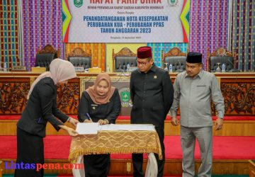 Bupati Kasmarni Bersama DPRD Kabupaten Bengkalis Tandatangani MoU Perubahan KUA-PPAS APBD Tahun 2023