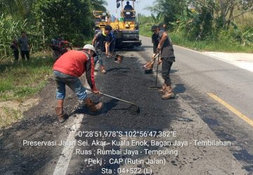 Progres Preservasi PJN Sungai Akar, Kuala Enok, Bagan Jaya, Bts Tembilahan, Terlaksana Baik