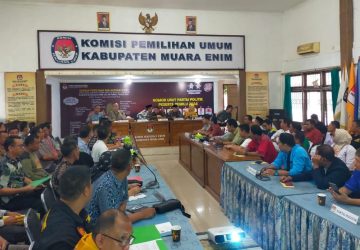 Polres Muara Enim Hadiri Rakor Penetapan Titik Lokasi Pemasangan APK Pemilu 2024