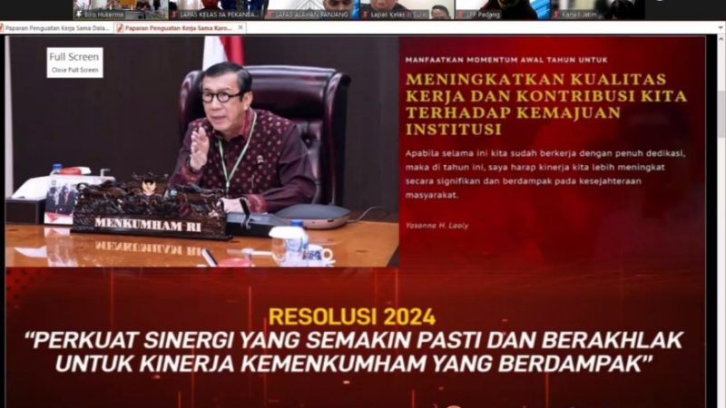 Perkuat Sinergi dan Ber’Akhlak, Lapas Pekanbaru Ikuti Penguatan Oleh Biro Hukerma Sekjend Kemenkoham