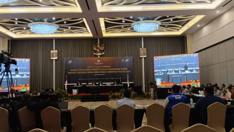 Rapat Pleno Terbuka: Rekapitulasi Hasil Pemilu Provinsi Jambi 2024 di Hotel Swisbel, Kota Jambi