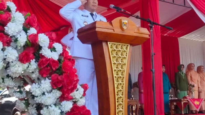 Upacara HUT Tanggamus ke-27 di Lapangan Merdeka Kota Agung, Pj. Bupati Tanggamus Mulyadi Irsan Menjadi Inspektur