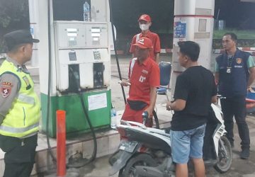 Kapolsek Lawang Kidul Patroli SPBU Desa Lingga Tanjung Enim