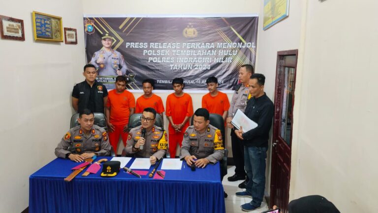 Polres Inhil Press Rilis Kasus Dugaan Pembegalan di Tembilahan Hulu