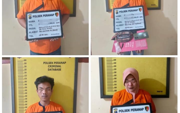 Polsek Peranap Amankan Penngedar Narkoba 3 Pria dan 1 Wanita